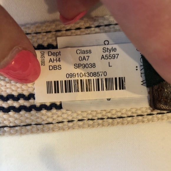 NWT J Crew Woven Cotton Leather Accent Belt Large - Picture 4 of 5